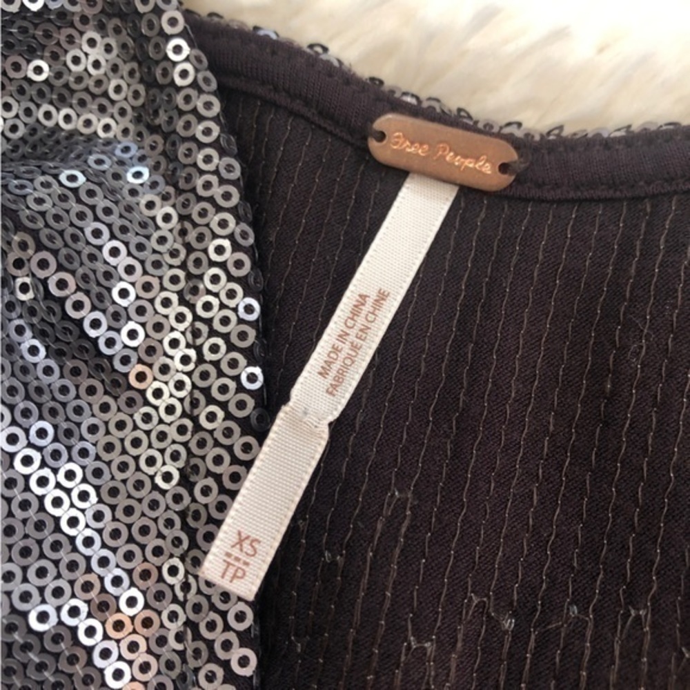 Free People 🖤 Gunmetal Sequined Ombre Backless Oversized Shift Mini Dress, S/XS - Picture 9 of 15